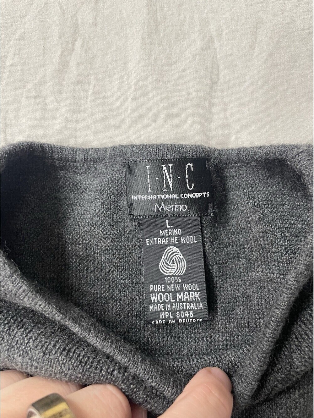 Vintage INC Wool Shirt Grey Size Large - Picture 3 of 6
